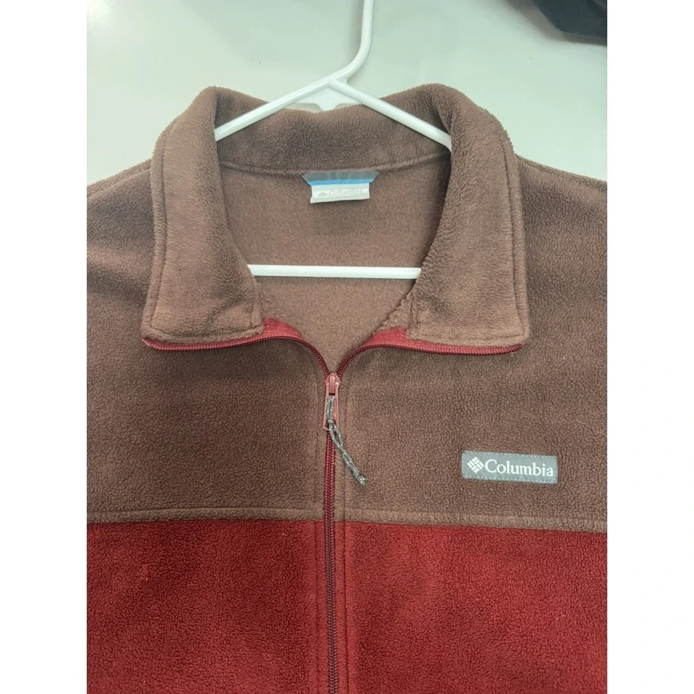 Men's Columbia Red Brown Super Soft Fleece Full Zip Jacket Size XXL